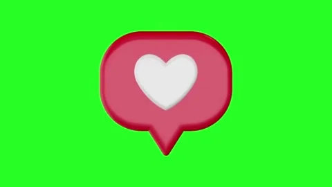 3D Heart Love with Speech Bubble Green Screen Background Stock Footage 303380724
