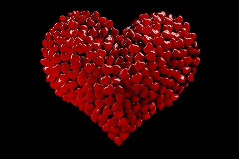 3D heart made up of many small hearts Stock Illustration
