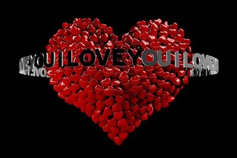 3D heart made up of many small hearts Stock Illustration