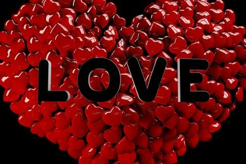 3D heart made up of many small hearts Stock Illustration