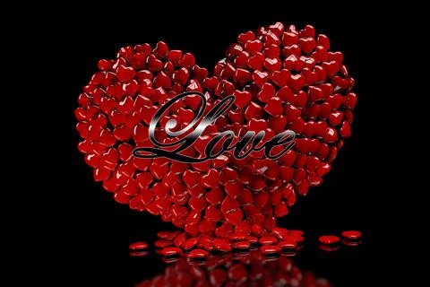 3D heart made up of many small hearts Stock Illustration