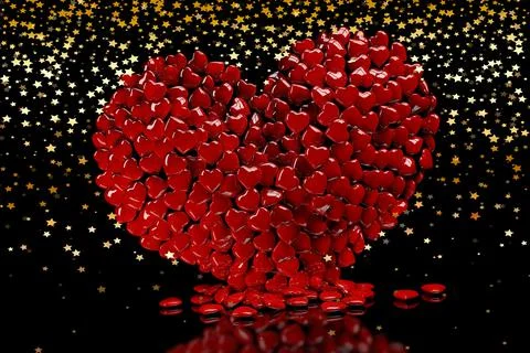 3D heart made up of many small hearts Stock Illustration
