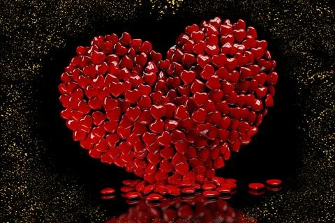 3D heart made up of many small hearts Stock Illustration