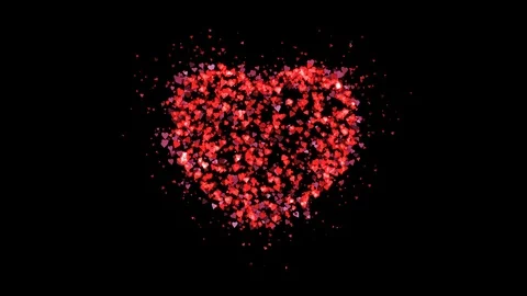 3D heart made of small hearts exploding outwards, concept of love, passion Stock Footage 100744332
