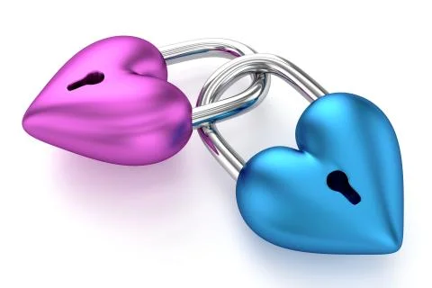 3D Heart Padlocks Stock Illustration