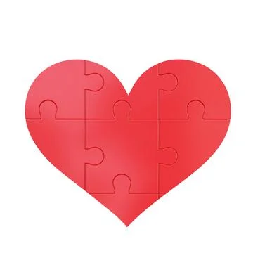 3D heart puzzle. 3D rendering. 3D illustration. Stock Illustration