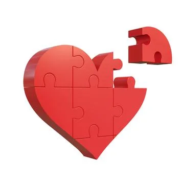 3D heart puzzle. 3D rendering. 3D illustration. Stock Illustration