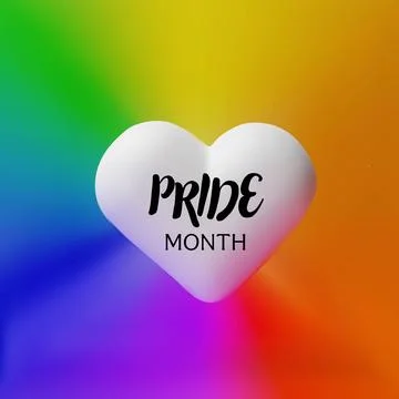 3d heart on rainbow background for Pride month. Stock Illustration