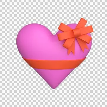 3d heart with red bow. 3d rendering Stock Illustration