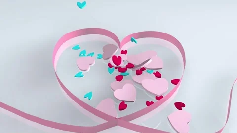 3D heart render seamless loop . 3D Render of romantic background for valentines Stock Footage 296534784