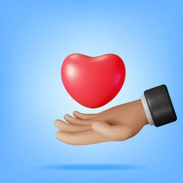 3D Heart Shape in Human Hand Isolated Illustrazione stock