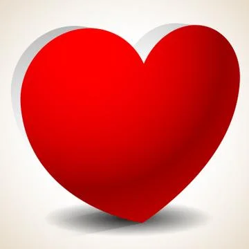 3d heart shape isolated. Eps 10 vector graphics with transparent shadow. Love Stock Illustration