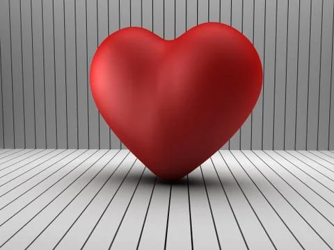 3d heart shape in a log room Stock Illustration
