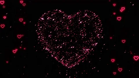 3d heart shape valentine's day and love hearts, neon shiny and glowing particles Stock Footage 232764088