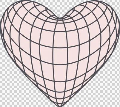 3D heart-shaped mesh is being shown in smooth pale pink wireframe style, Stock Illustration