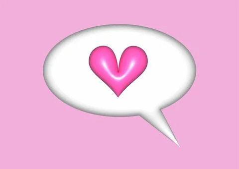 3D Heart on a speech bubble and pink background Stock Illustration