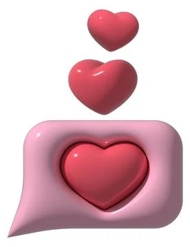 3D like heart in speech bubble icon. 3D element for social media render illus Illustrazione stock