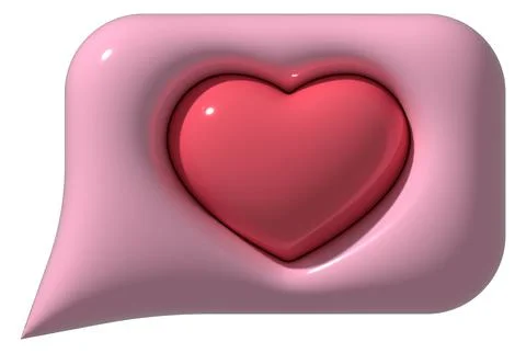3D like heart in speech bubble icon. 3D element for social media render Stock Illustration