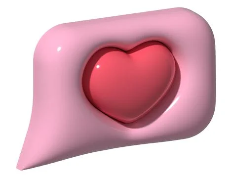 3D like heart in speech bubble icon. 3D element for social media render Stock Illustration