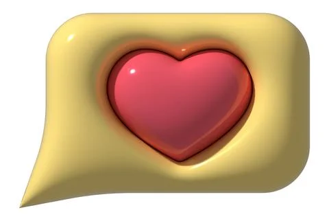 3D like heart speech bubble icon. 3D element for social media render Illustrazione stock