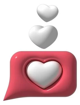 3D like heart in speech bubble icon. 3D element for social media render Illustrazione stock