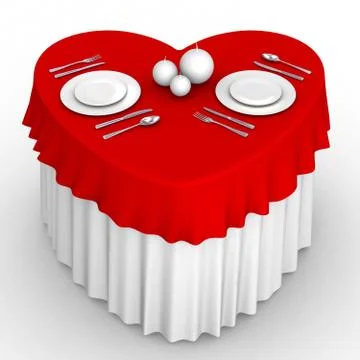 3d heart table Illustrazione stock