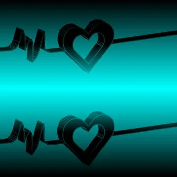 3D hearts on blue background Stock Illustration