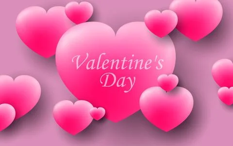 3d Hearts Floating in the background. Valentine's Day Stock Illustration