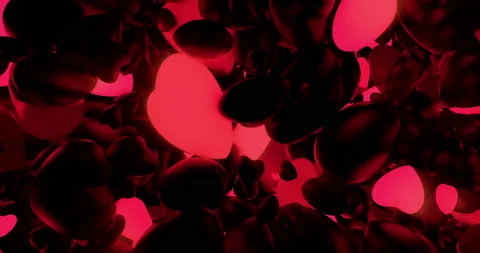 3D Hearts. Motion graphics animation of red romantic hearts, valentines day Stock Footage 146467856