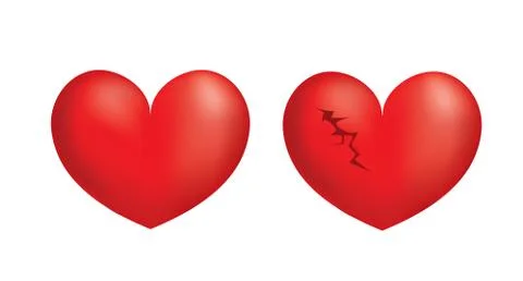 3D hearts, normal and broken Stock Illustration