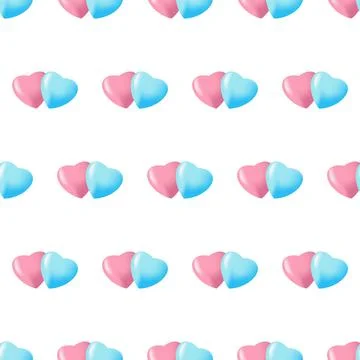 3d hearts pattern on white background. Vector. Illustrazione stock