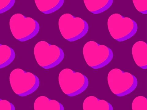 3d hearts seamless pattern. Happy Valentine's Day. Background with isometri.. Illustrazione stock