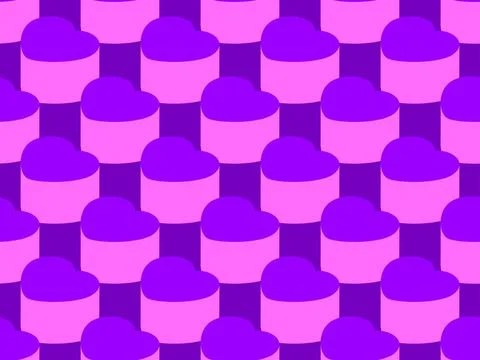 3d hearts seamless pattern. Happy Valentine's Day. Background with isometri.. Illustrazione stock