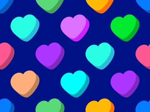 3d hearts seamless pattern. Happy Valentine's Day. Background with isometri.. 스톡 일러스트