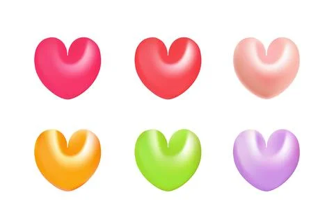 3D hearts set vector illustration design. Stock Illustration