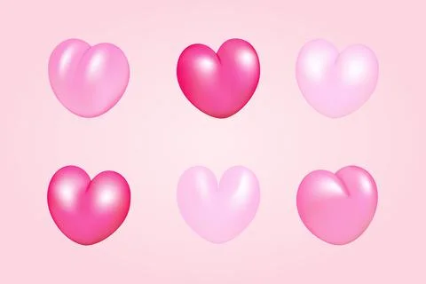 3D hearts set vector illustration design. Illustrazione stock