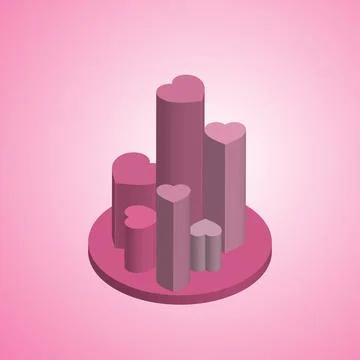 3D Hearts vector icon Illustration. Valentine's day romance symbols Stock Illustration