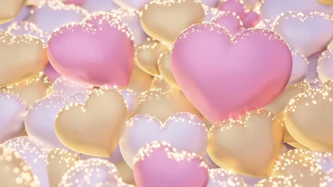 3d hearts were overlapping each other. Glitter was decorated on the hearts. Stock Footage 258929827