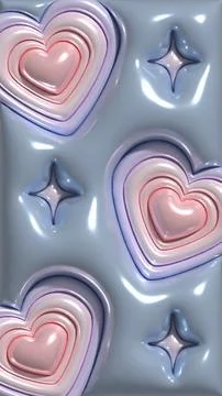 3D Heartscape: Floating Hearts in Every Dimension Stock Illustration