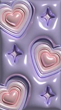 3D Heartscape: Floating Hearts in Every Dimension Stock Illustration