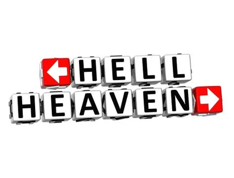 3d heaven hell button click here block text イラスト素材