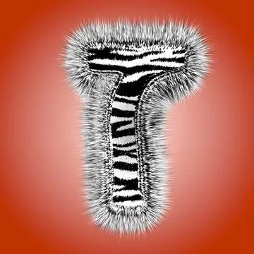 3d hebrew letter with bear fur isolated on white. Nice 3d rendering alphabet Stock Illustration