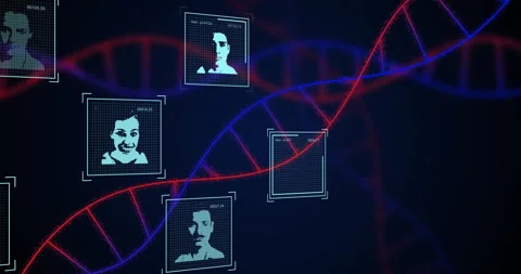 3D helix animation weaving across dark interface, showing pixelated user Stock Footage 309101243