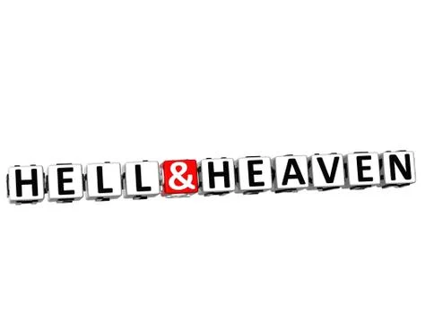 3d hell and heaven button click here block text イラスト素材