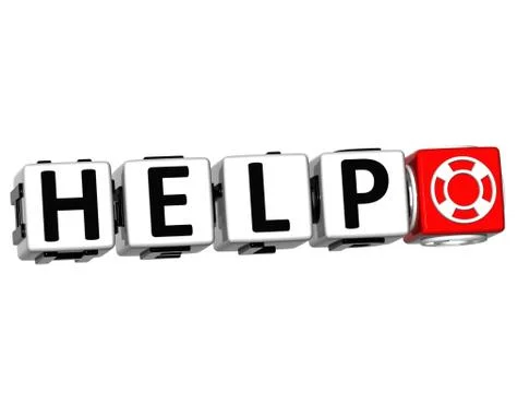 3d help button click here block text Stock Illustration