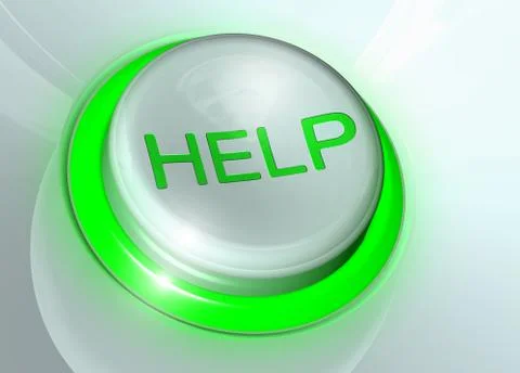 3D help button in metal frame High resolution Stock Illustration