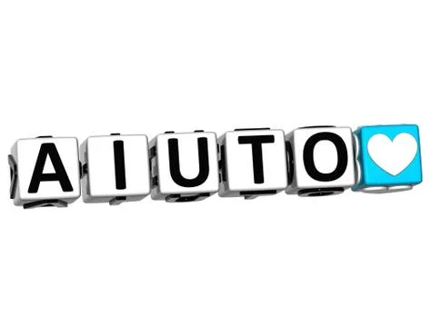 3d help in italian language button click here block text Stock Illustration