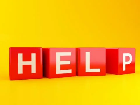 3d HELP word Ilustración de archivo