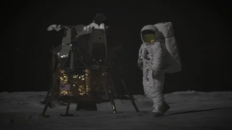 3D Heroic advertising shots for the first man on the moon Video stock 289954960