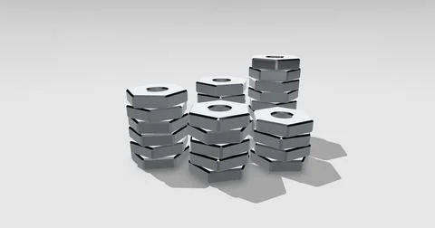 3d Hex Nuts Stock Illustration